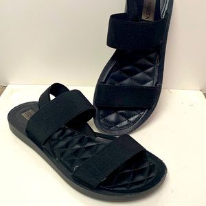 steve madden size 6 womens black sandals with elastic bands good quality
